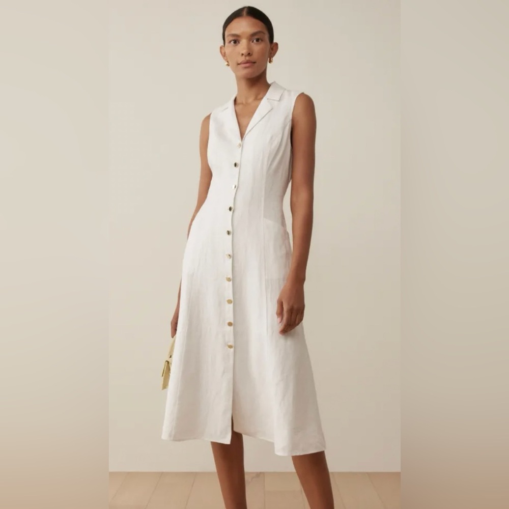 Reformation white midi linen dress